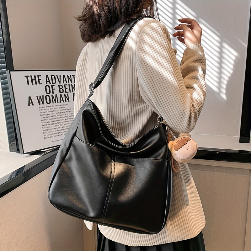 

Simple Versatile Tote Bag, Solid Color Large Capacity Travel Handbag, Women's Outdoor Commuter Shoulder Bag