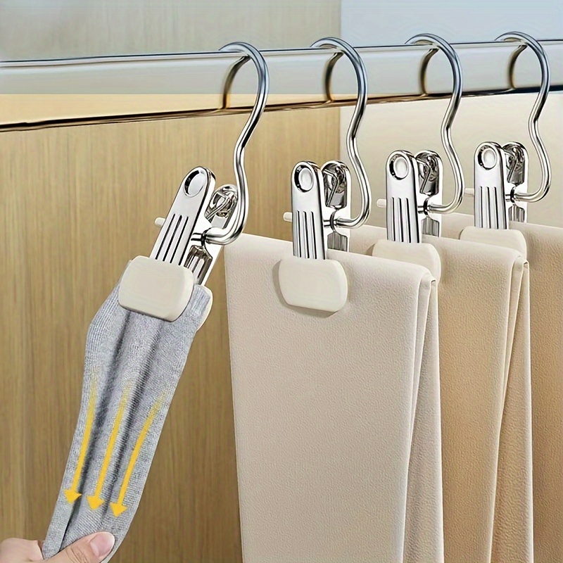 10 pack metal clothes hangers with polished finish multi functional broadened   clips for hats straps jeans   anti slip portable clamps for   details 3