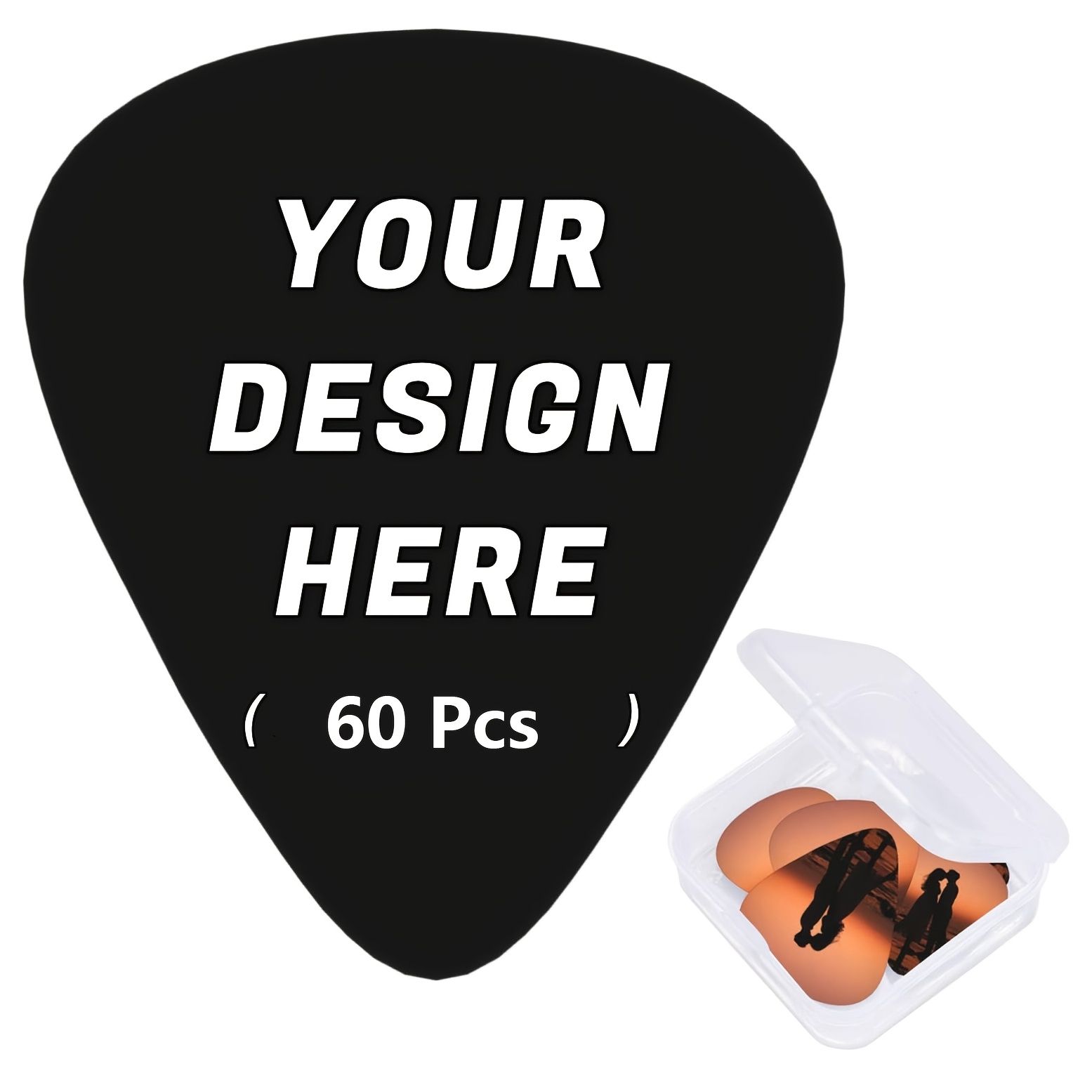 TEMU 60pcs Bulk Personalized Guitar Picks Suitable For Guitar, , Ukulele - Custom Photo/logo/text, Thin/medium/heavy Plectrums, Bulk Order Gift For