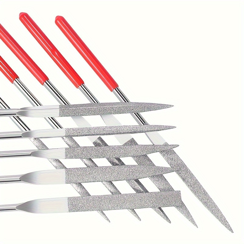 10 piece diamond mini rasp set 140mm 5 5in for ceramic wood jewelry polishing carving small projects precision craft rasp tools with red handles details 2