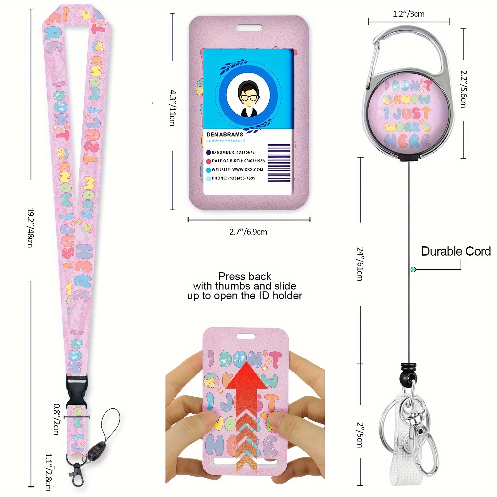 Cute ID Badge Holder with Lanyard Retractable Badge Reel Clip Funny  Lanyards for ID Badges Name Tags Retractable Keychain for Office Teacher  Doctor