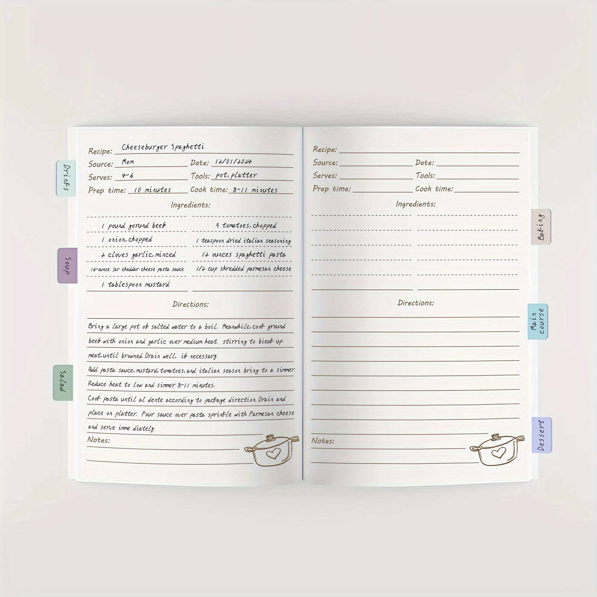 1pc Libro Recetas Libro Recetas En Blanco Escribir Propias - Temu