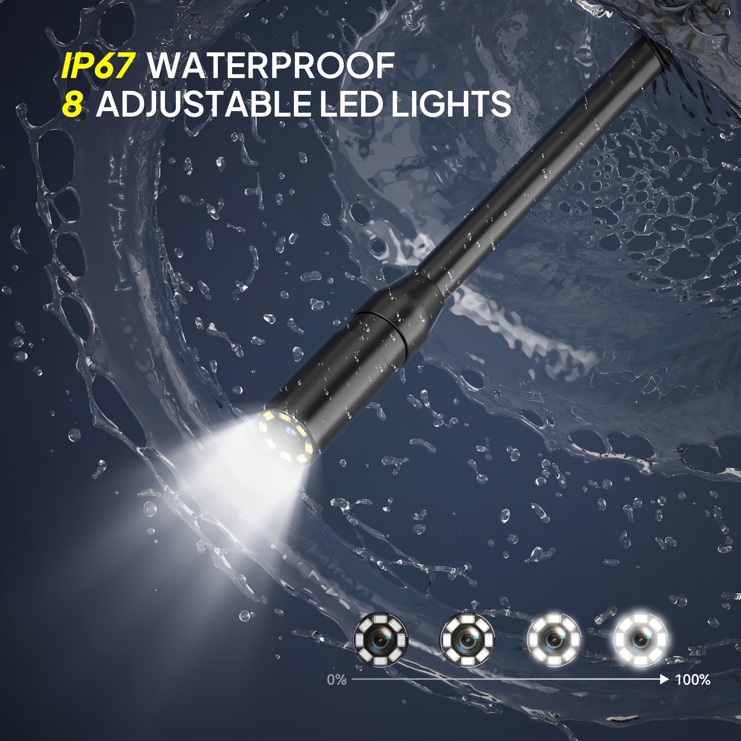 industrial borescope 4 3 inch endoscope single lens with 8 led lights for inspecting pipes picking up keys in sewers car repairs extra long cable 20m 30m 15m   details 4