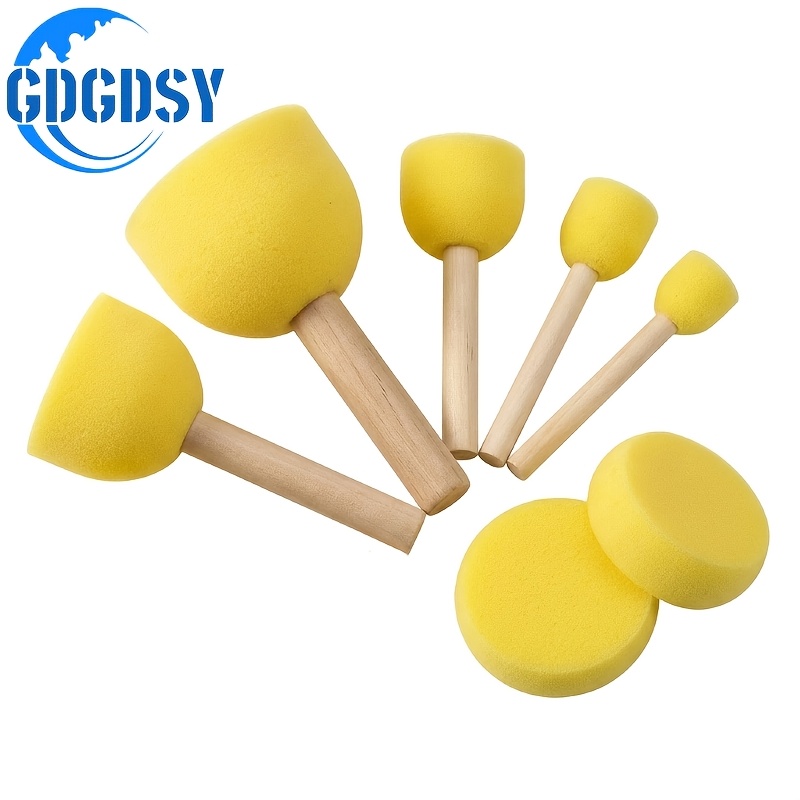 TEMU Ensemble de tampons en éponge ronde, 7 pièces, 6 tailles (7,5 cm, 5 cm, 4 cm, 3 cm, 2 cm, 1,5 cm), idéal pour le graffiti, la peinture et les