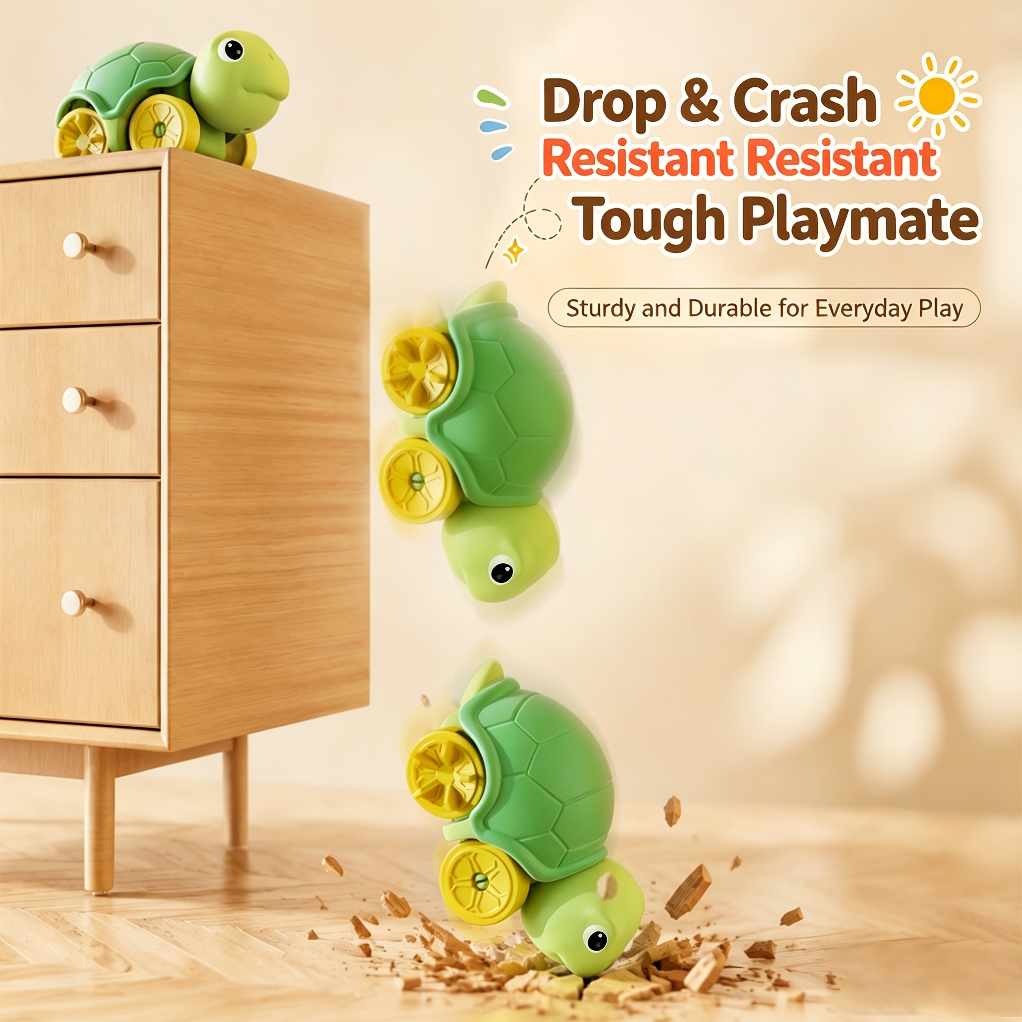 Children's Wind-Up Turtle Toy Car for Bath Play
