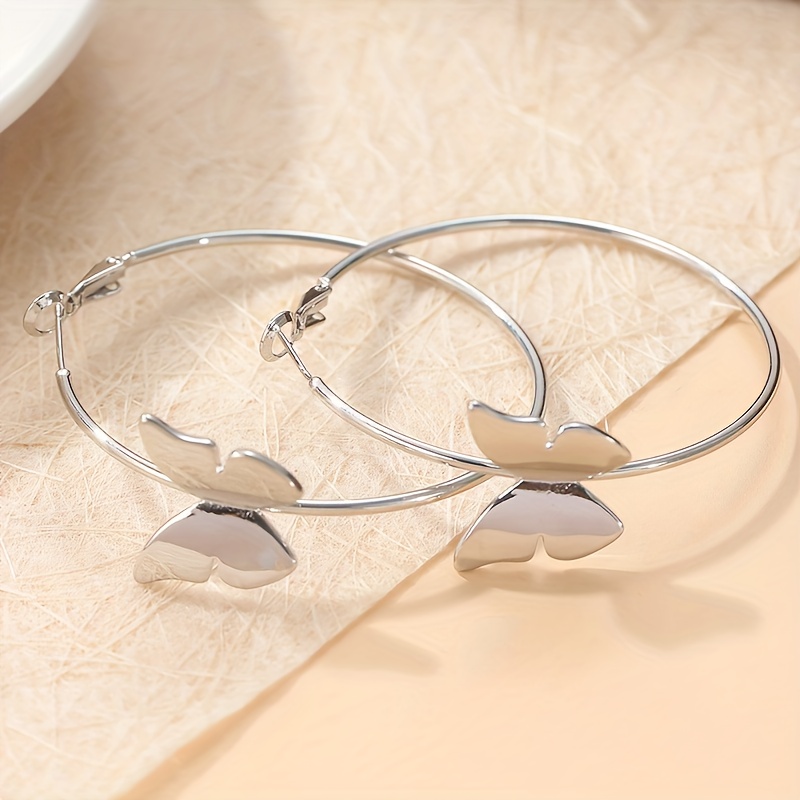 E-shop Leichte Schmetterlingstanz Silberfarbene Schmetterling Ring Ohrringe Böhmische Flügeldesign Vielseitiges Luxus Schmuck Geschenk für