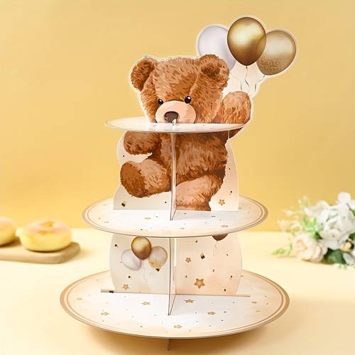 1 juego, soporte para pastel, soporte para pastel con temática de oso (sin ), de postres de 3 niveles de oso , suministros para de baby shower, decoración para de 1er , decoración para de boda de novia, regalos para de