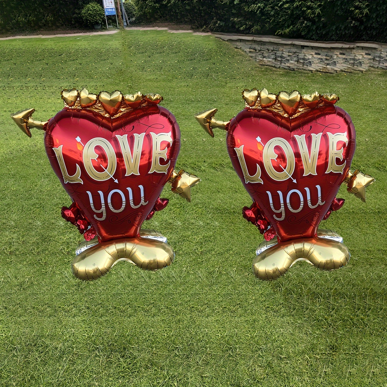 

2pcs 40" Cupid's Arrow "love You" Foil Balloons - Self-sealing, Mixed Color, Valentine's Day, Weddings & Engagements - Aluminum With Golden Accents, Balloons Decoration Set