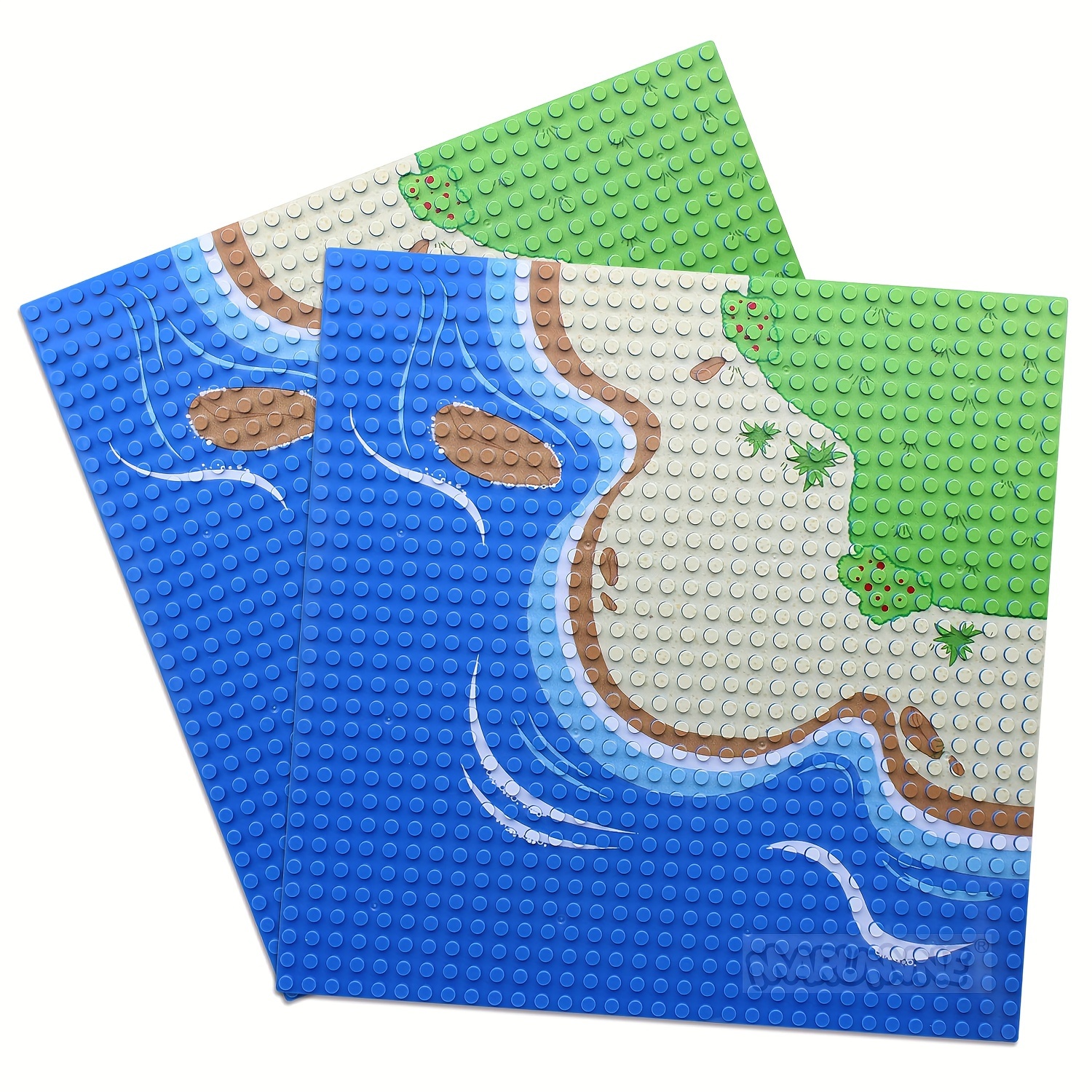 2pcs Baseplate Building Blocks with River Grassland Ocean Pattern