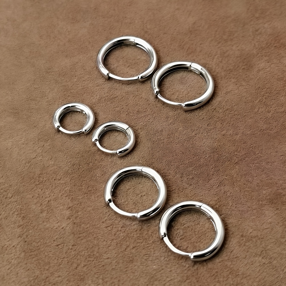 E-shop 6 Stück/3 Paar Set 8/10/12 mm 316 Edelstahl Creolen, Nicht Anlaufend Duschfest, Minimalistische Scharnier-Piercing-Ohrringe für den zum