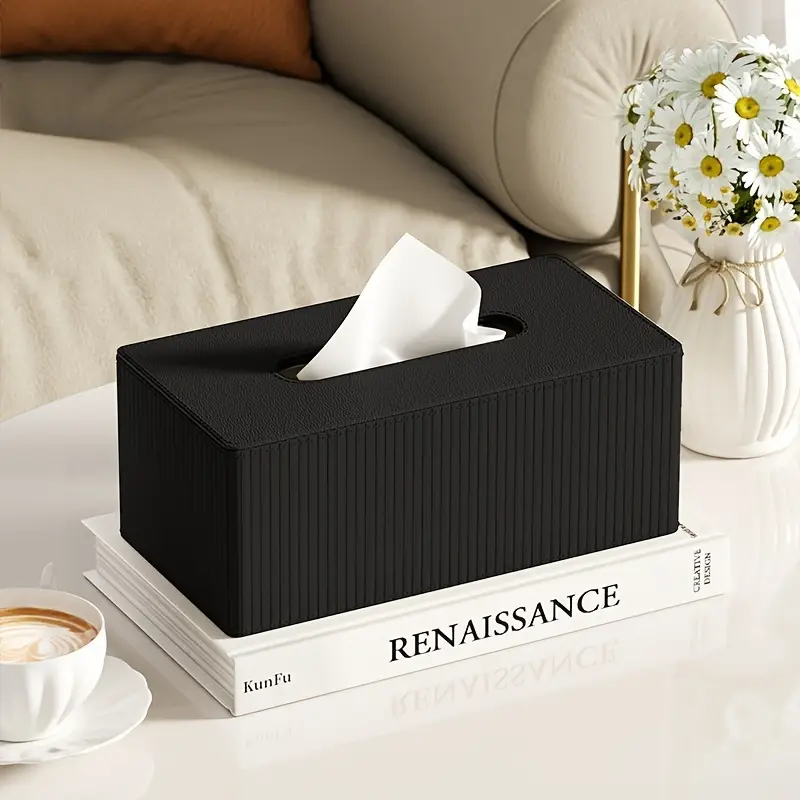 light luxury tissue box made of high quality leather material in designed with stripes to enhance space holiday gifts at home and tissue box holder square square tissue box tissue box cover large tissue holder support stripe tissue box holder tissue box holder wall mount bathroom accessory Product details 3