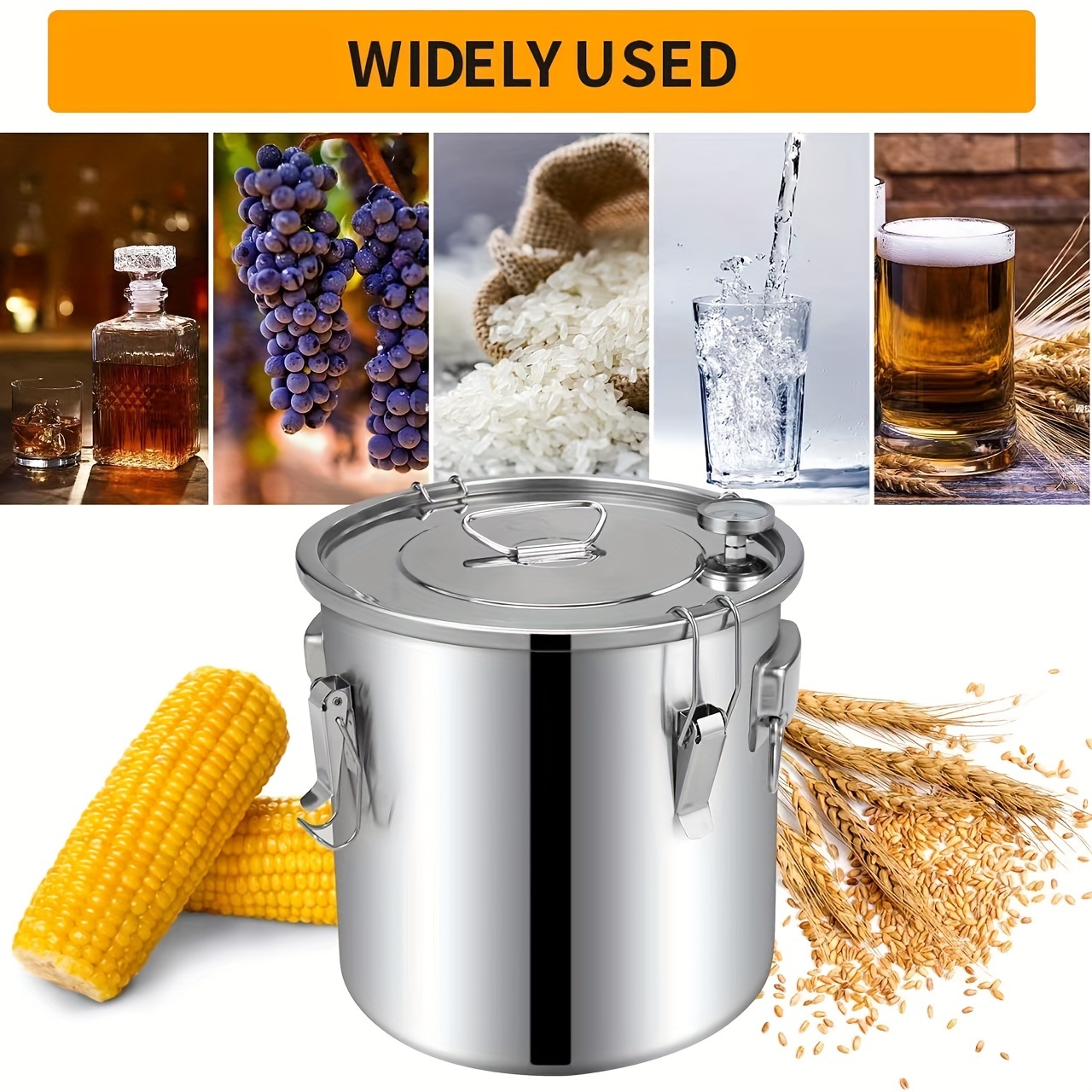 Alcohol Distiller, 3-Gallon, 11.4-Liter Stainless Steel Alcohol Still with Copper Tubing and Built-in Thermometer, Dual Thumper Pot Home Distilling Kit for Making Homemade Whiskey and Brandy