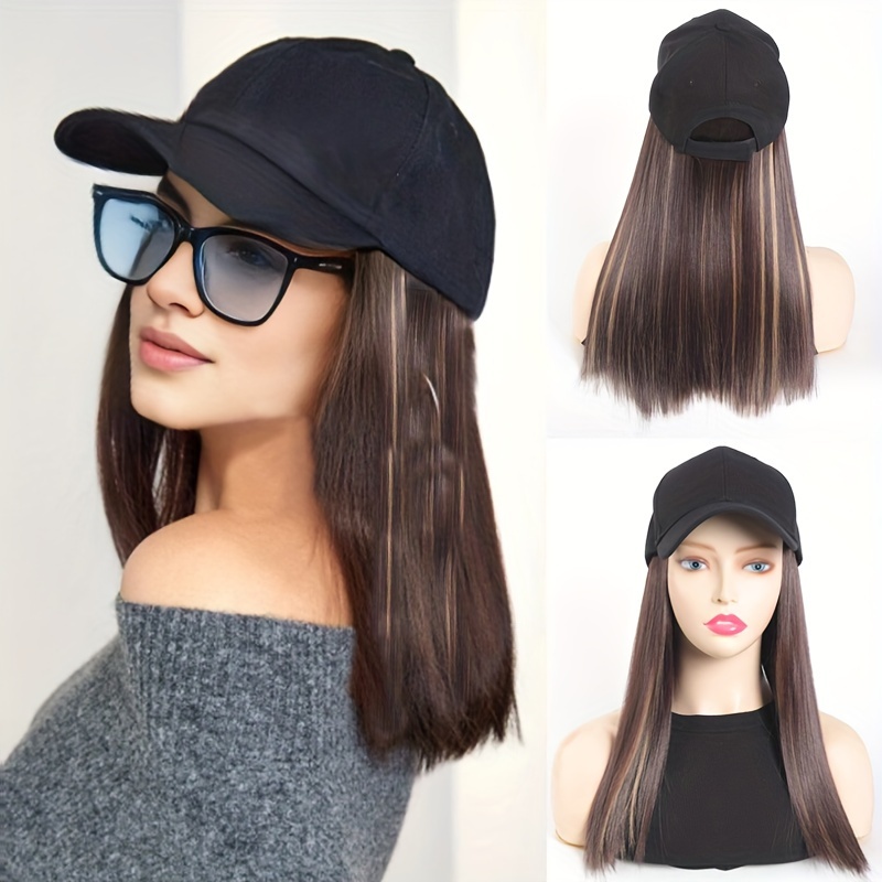 

Hat Wig Baseball Hat With Hair Extensions Straight Hair Baseball Cap Adjustable Synthetic Wig Beginners Friendly Elegant Natural Looking For Daily Use