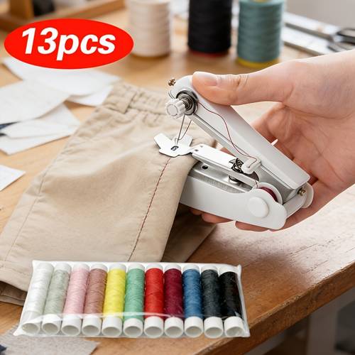 portable mini sewing machine handheld manual easy sewing home portable tailor machine white 1pc small tailor machine