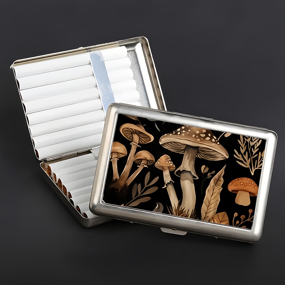 unique cigarette case vintage groundhog flower print metal cigarette case - iron double-sided  clasp box for 16 cigarettes, elegant portable retro style holder for ,  unique spring- cigarette keeper, ideal gift for smokers