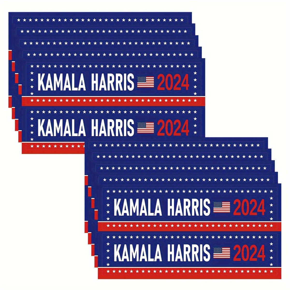 20pcs Kamala Harris 2024 Presidential Campaign Stickers - Self-Adhesive, Water-Resistant Labels for Water Bottles, Laptop, Window, with Glitter, Striped Design, Space Theme & Glossy Finish