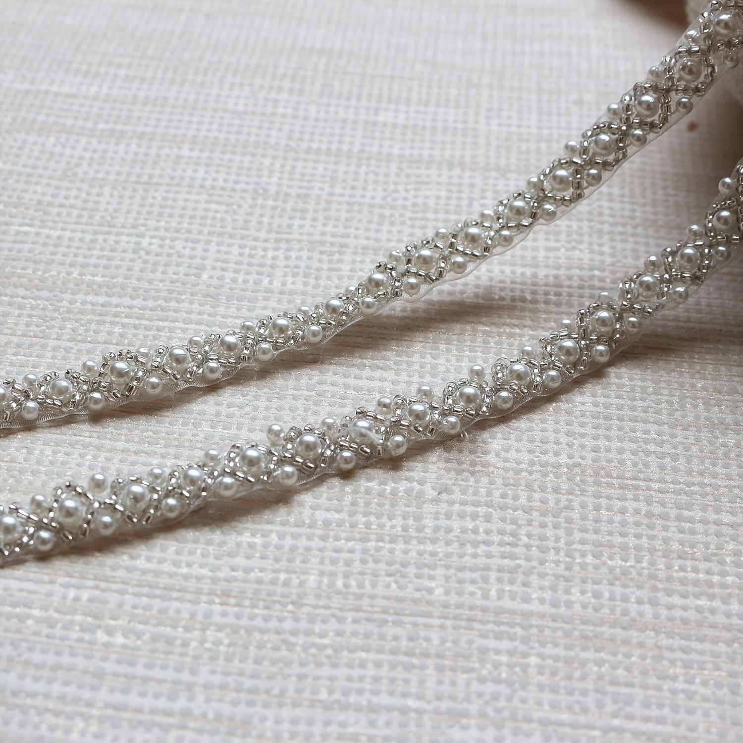 TEMU 1 mètre de bordure en dentelle perlée, accessoires de bijoux à faire soi-même, bordure en dentelle à strass, matériau de garniture décorative
