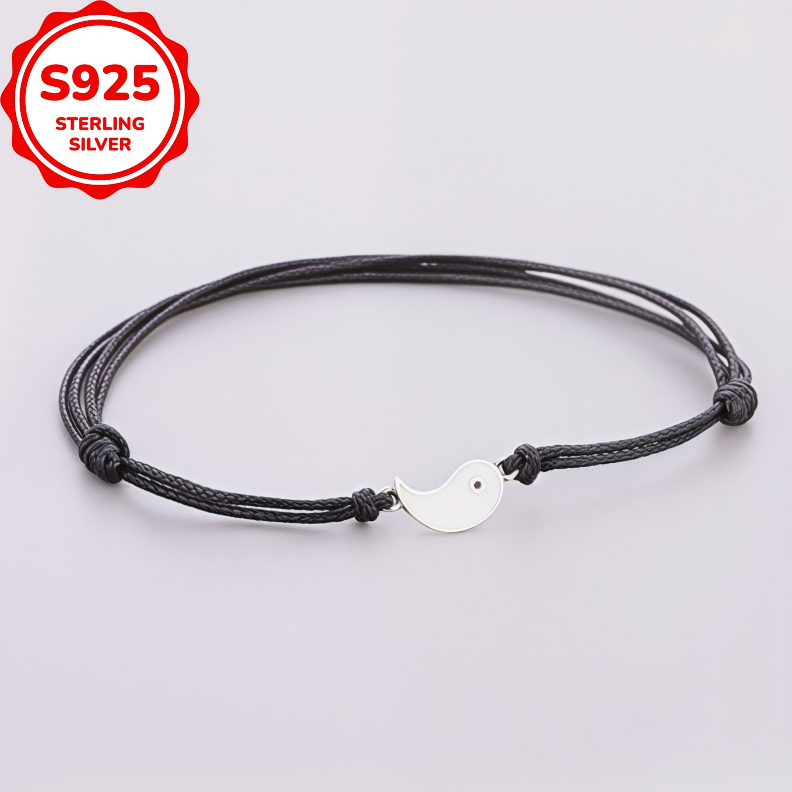 925 Silver Tai Chi Rope Bracelet, Couples Gift