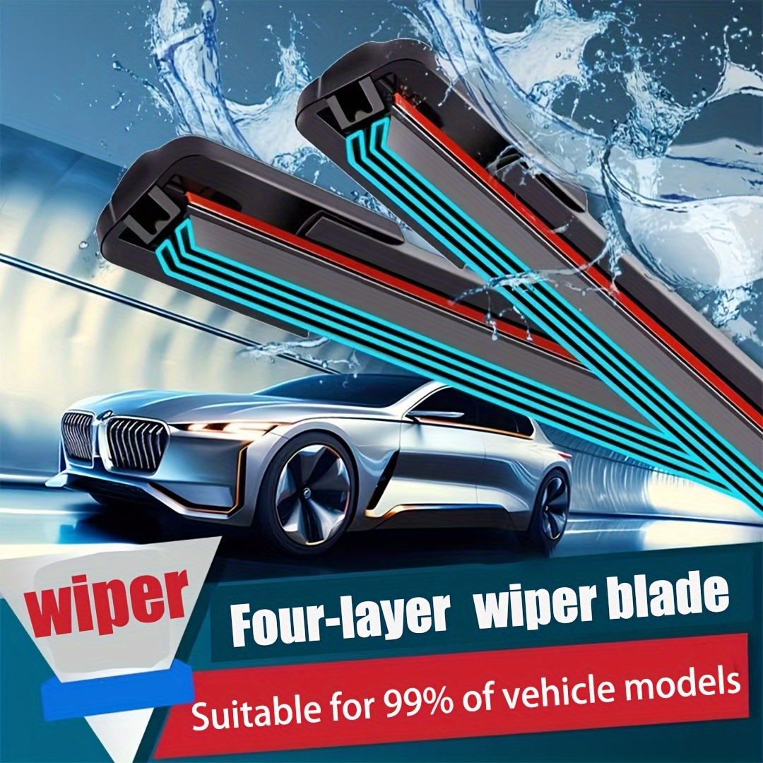 

1pc -layer Wiper Blade For J/u Hook Type Windshield Wipers - , Quiet, Compatible With Most Models - Multiple Sizes