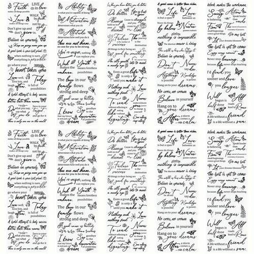 10 sheets disposable rub on transfer stickers inspirational word decals for diy crafts home office decor furniture 8x3 9 inch black white high quality pvc fade resistant