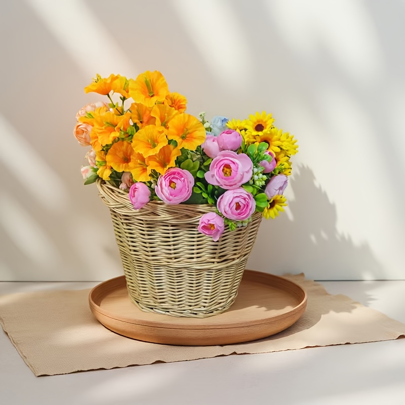 Bicycle Front Basket, Easy to Install with Adjustable Straps, Compatible with Cabinets, Boxes, Outdoor Storage Racks, Flower Baskets, Woven Pattern, Securely Fastened, Storage Solution, Commuting Essential, Storage Basket, Bohemian Nordic Style