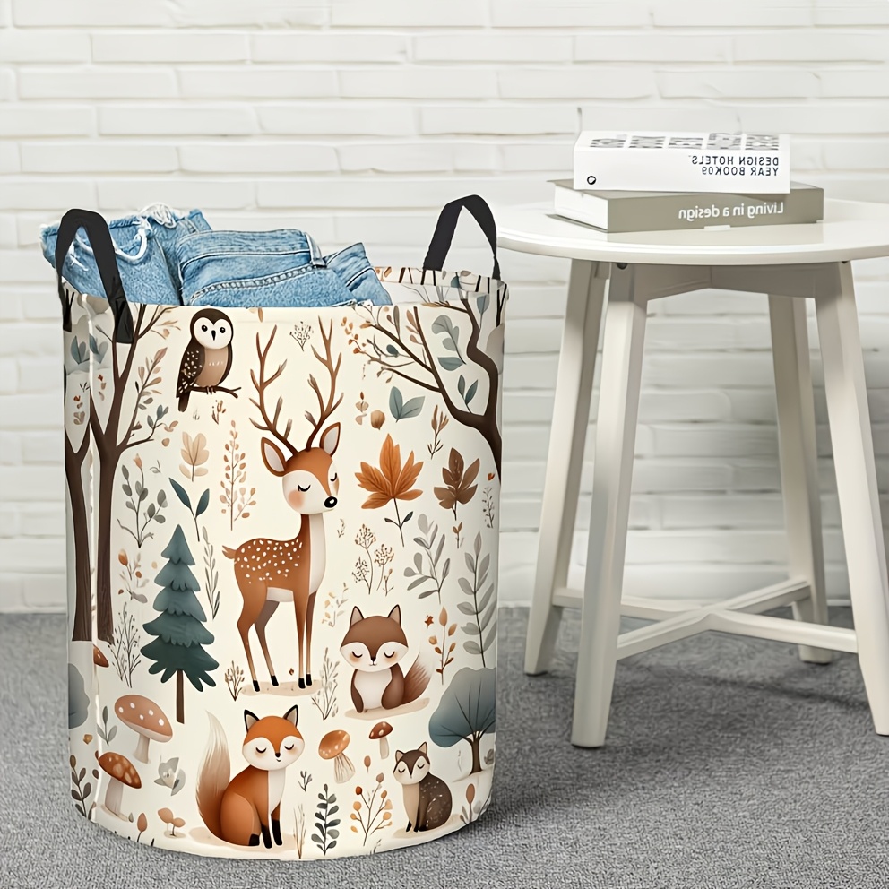TEMU Panier à linge sale 1 pièce avec motif d'animaux de , espace de rangement spacieux avec poignée, parfait pour dortoir , rangement de salon ou de