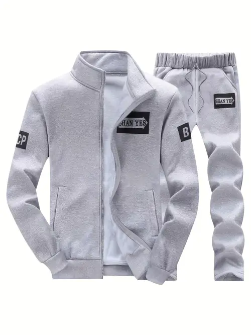 남성용 긴팔 스포츠 캐주얼 재킷과 바지 세트