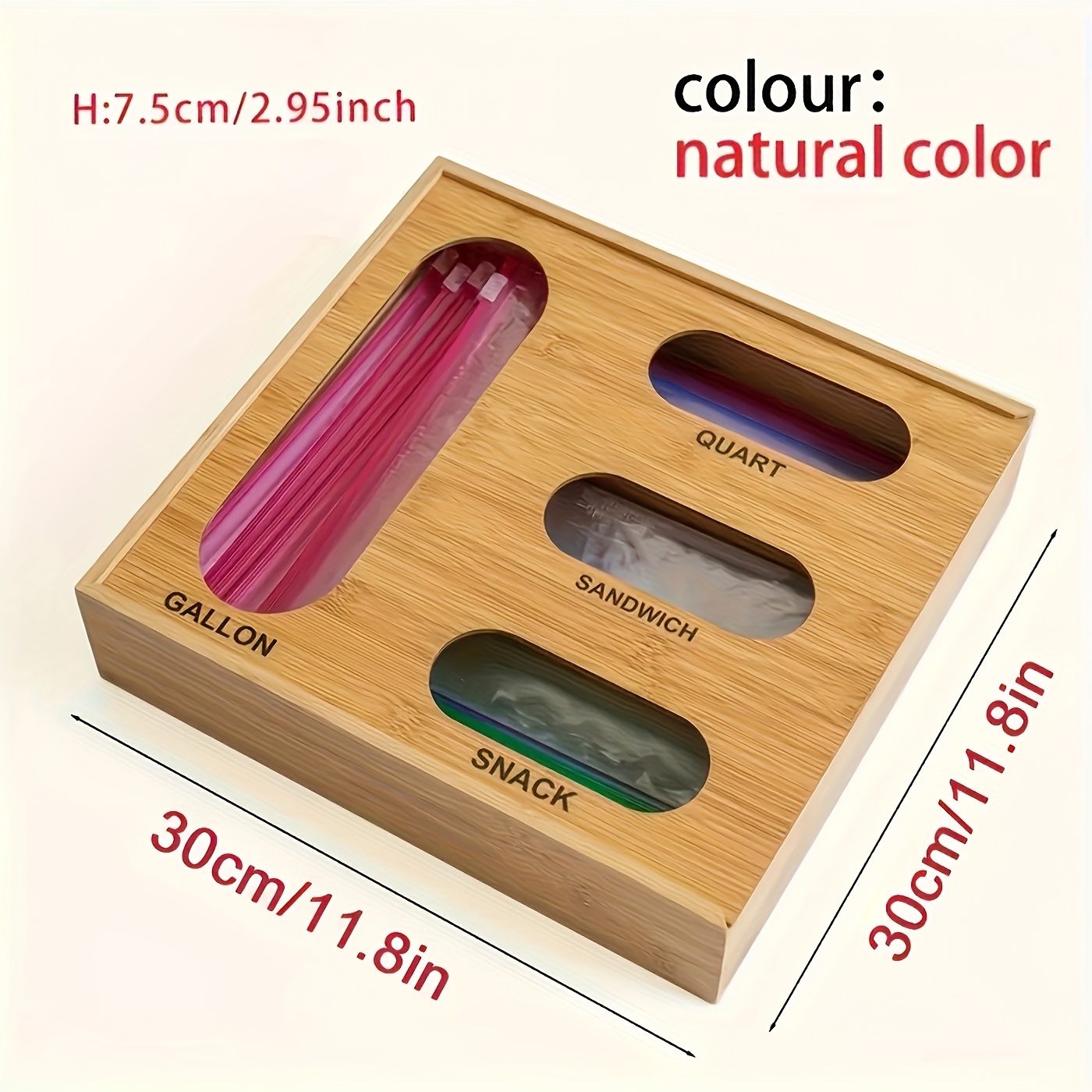 TEMU Single Kitchen Bag Organizer, Bamboo Storage Solution For Drawers, Perfect For Pantry Organization, Bamboo Drawer Storage, Box For Kitchen Items