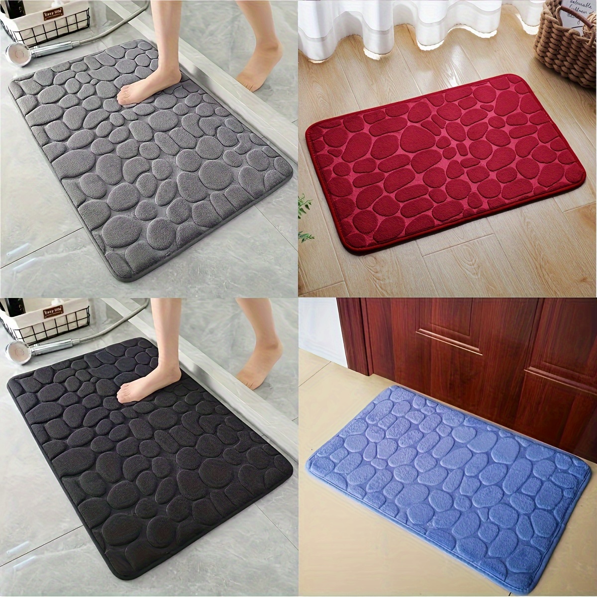 

Soft & Comfortable Memory Foam Bath Mat With Embossing - Absorbent, Washable, Non-slip - Shower And Bathroom Decor