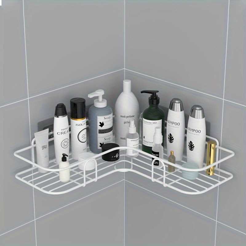 TEMU 1pc Bathroom Shelf, Rack, Bathroom Kitchen No Punching Storage Rack, Shelf, Shampoo Storage Rack For