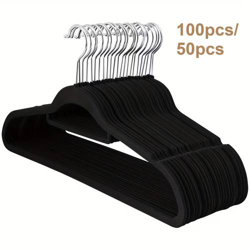 100 50 pack non slip clothes hangers with tie bar space saving closet organizers 360 swivel hooks laundry retail stores boutique hangers hangers for clothes wardrobe organization premium velvet