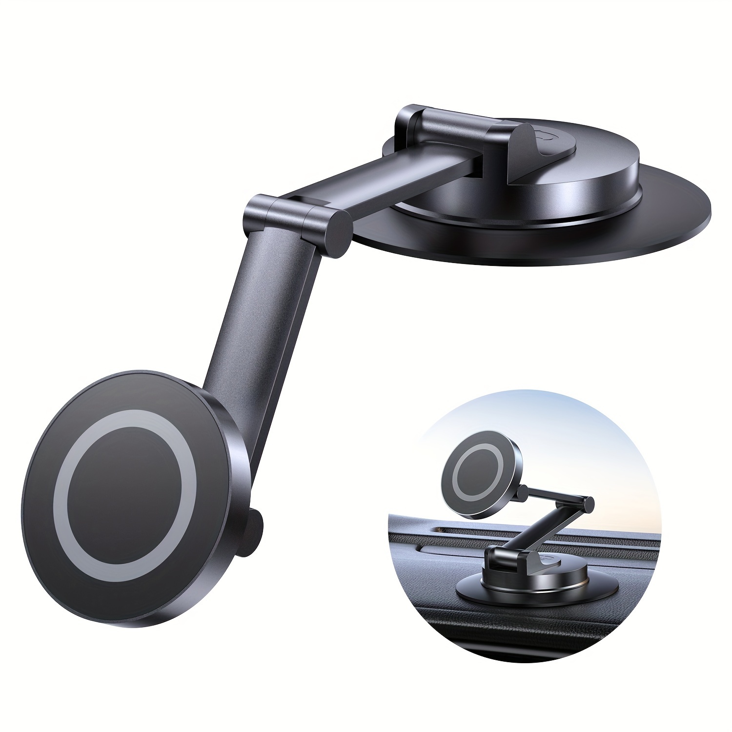 

For Universal Dashboard, Magnetic Phone Holder For Car, 360° Rotatable Zinc Alloy Arm, Super Stable Car Mount For Iphone & All Phones - Horizontal & Vertical Viewing