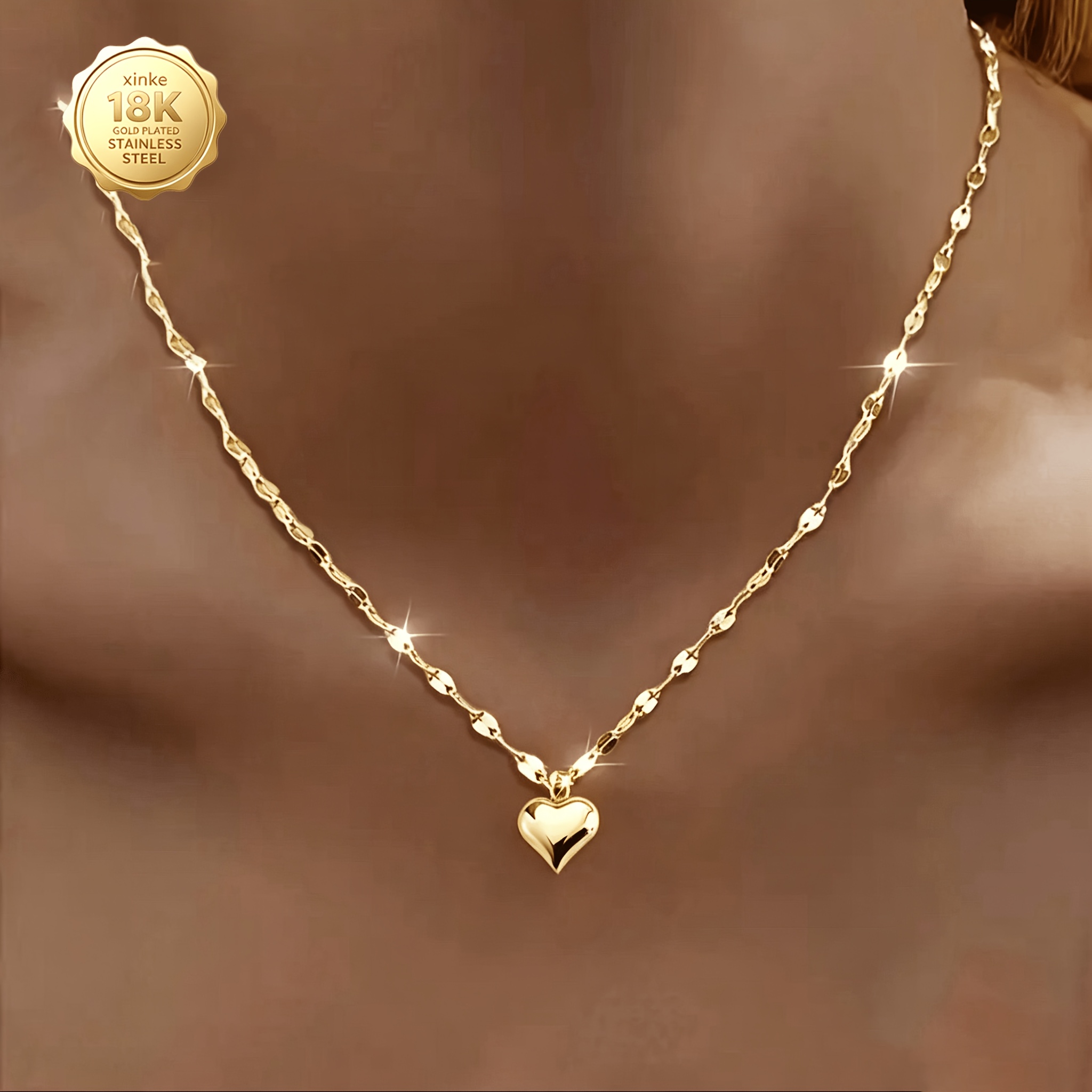 TEMU Juego de collar de 1 pieza con colgante de y labios hipoalergénicos elegantes de calidad en oro de 18K, accesorio de , regalo para todo el año,