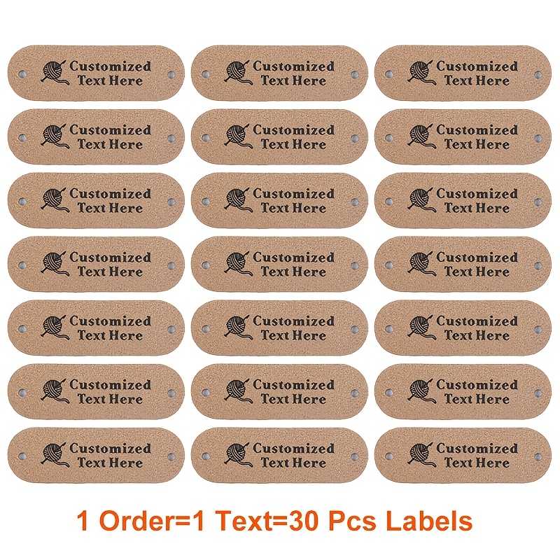 TEMU Etiquetas de piel sintética hechas a , paquete de 30, esquinas redondeadas, grabadas con láser, personalizadas con texto//marca, para ropa,