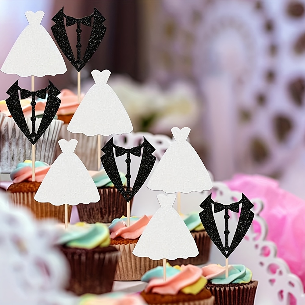 24pcs glitter groom bride wedding cupcake toppers bamboo - Temu Germany