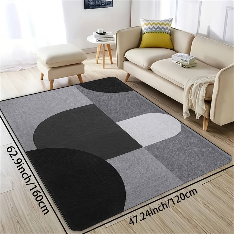 TEMU 1pc Modern Geometric Print Anti-slip Floor Mat - Large Polyester Mat For Kitchen, Living Room, Bathroom, Bedroom, Indoor/outdoor Use, Machine