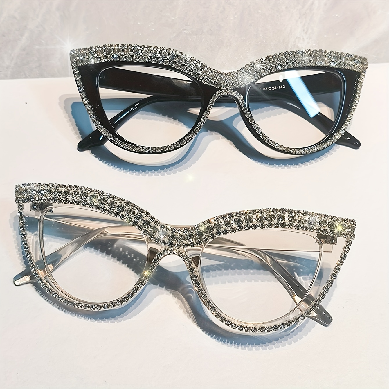 chic cat eye   for women rhinestone embellished anti blue light full frame fashionable readers 1 0 to 4 0 bifocal   for women multifocal   women details 2