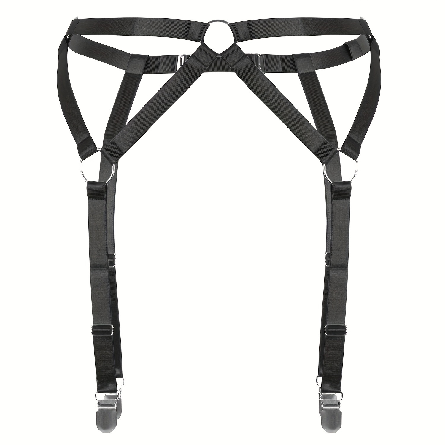 garter belt with metal clips Black Shiny Glossy Patent Leather 6 Straps Garter Belt Metal Clips Girdle  Skirt main image 0