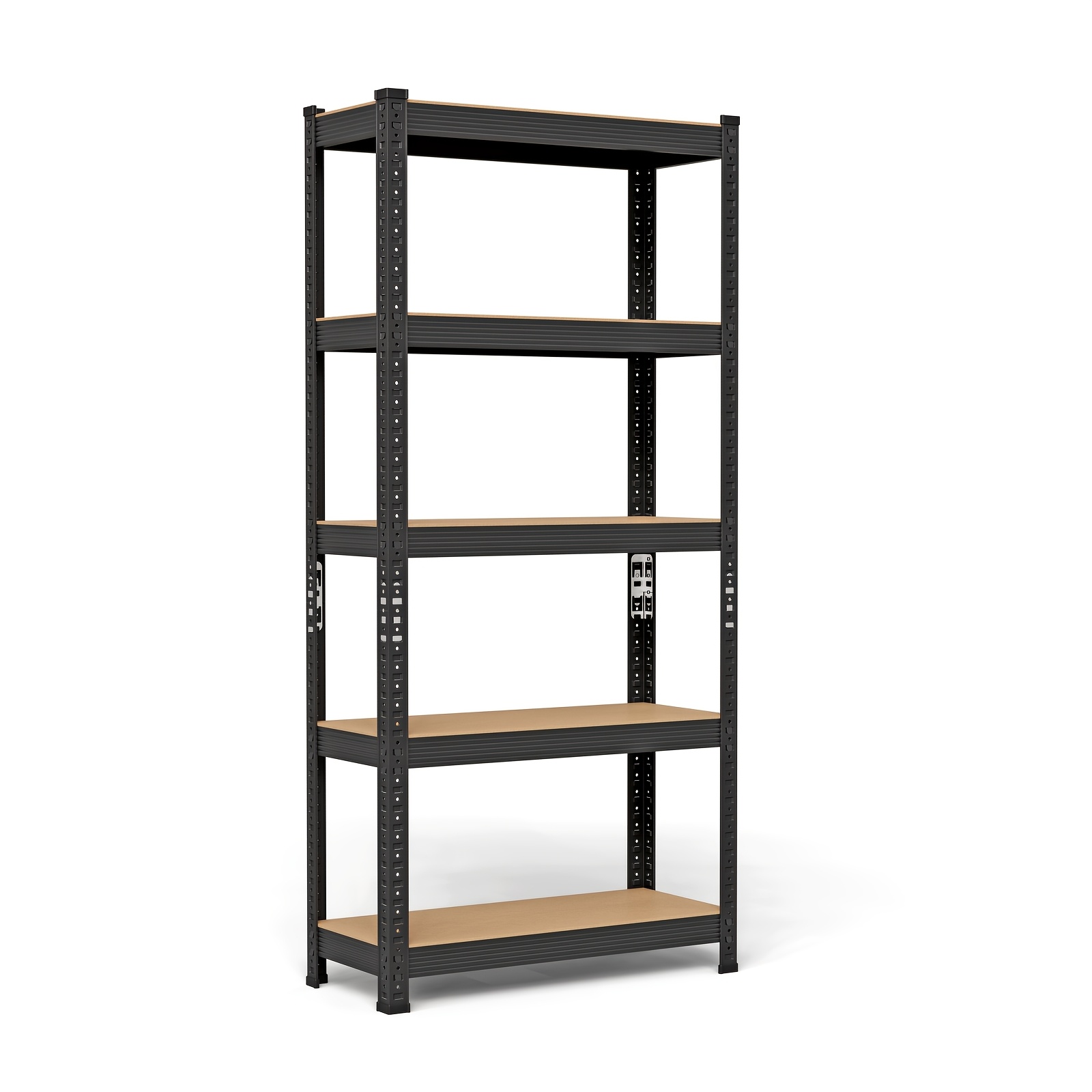 TEMU Estante Metálico de Niveles, Medidas 70X30X150Cm, Versátil, y Duradero, con Extremos en Madera Negra , Estante de Pie, Estante de Pie