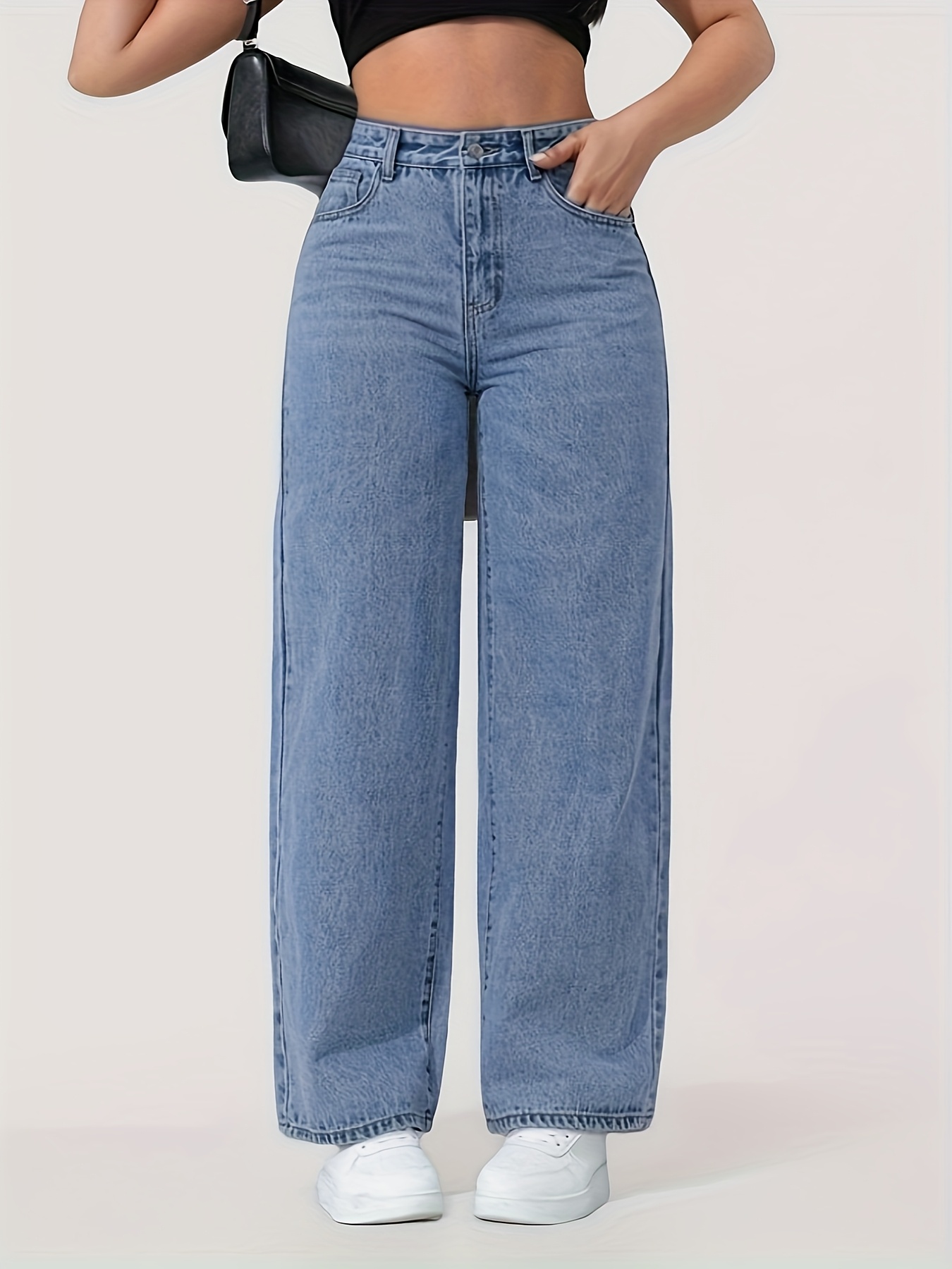 womens street style non stretch jeans straight leg loose fit - Temu
