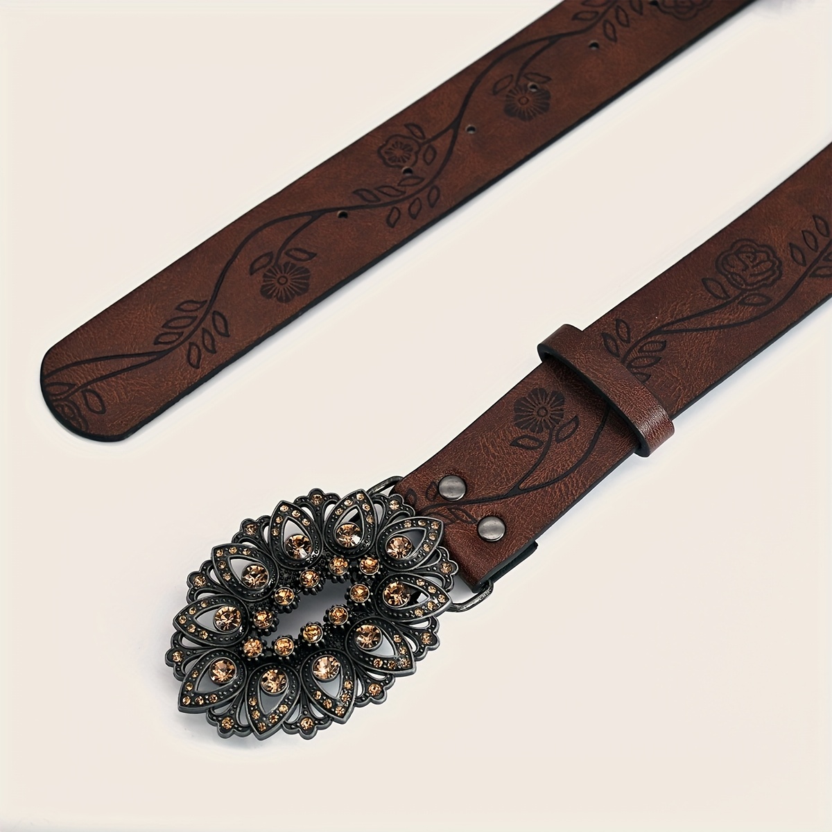 womens vintage bohemian belt floral vine metal like - Temu  display picture 1