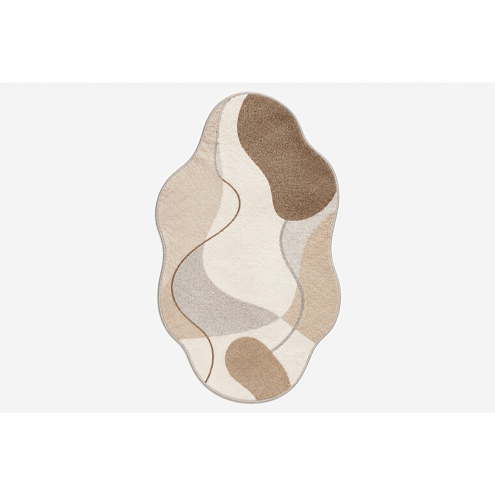 TEMU 1pc Abstract Pebble Rug, Soft Washable 800g/mÂ² Faux Cashmere Floor Mat, Neutral Shape 2d Print Accent Rug For Indoor Use, Minimalist Plush Feel,