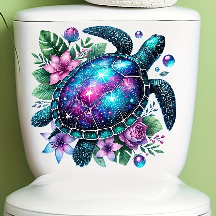 Image of 1pc, Star Turtle Toilet Stickers, Easy Stickers, Toilet Stickers Decorative Stickers, Can Remove Bathroom Wall Stickers, Self-adhesive Paper, Aesthetic Home Decoration, , Interesting Small Objects