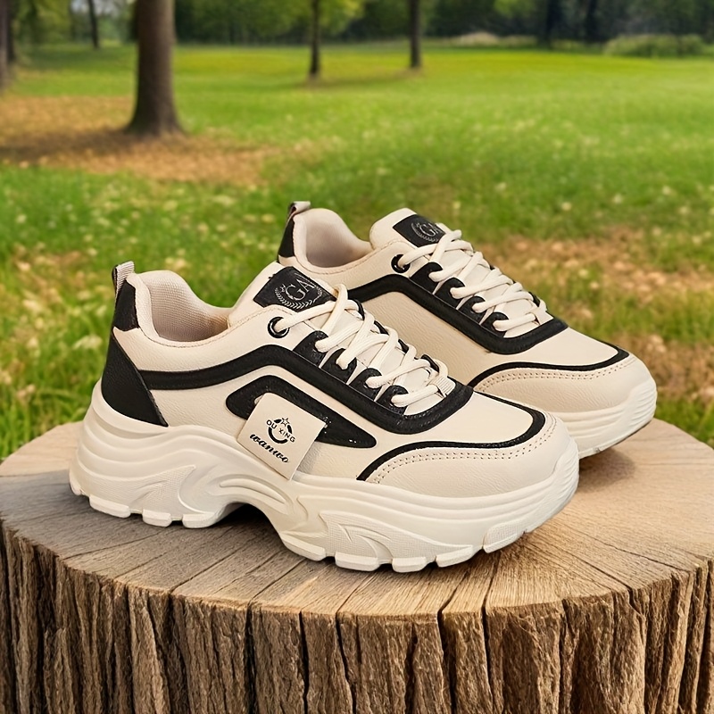 Alternative view of Zapatillas informales de plataforma estilo papá con bloques de color, zapatillas antideslizantes con parte…