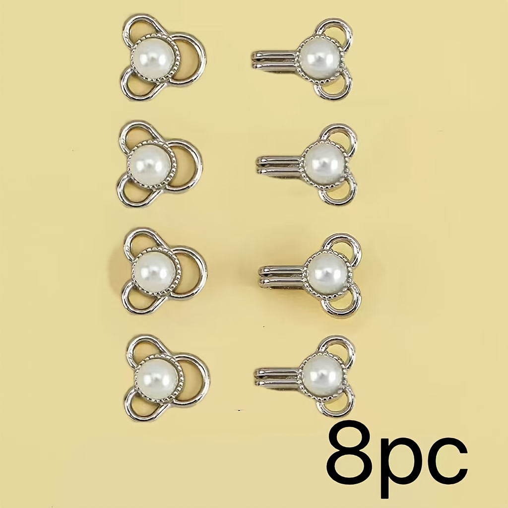 TEMU Lot de 8 boutons à pression polyvalents et tendance antidérapants avec perles, boutons-pression antidérapants, boutons décoratifs à col châle