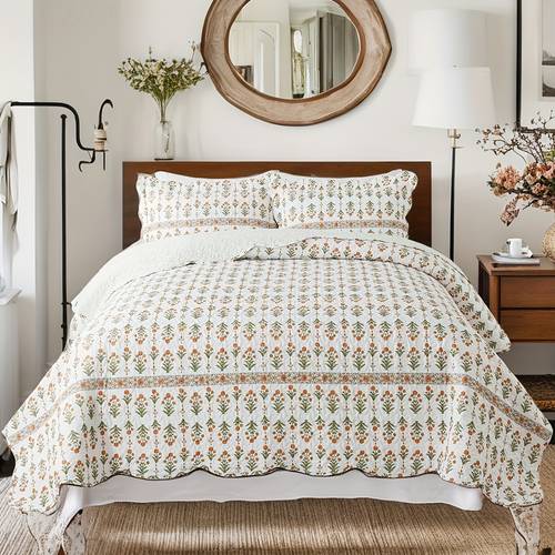 3pcs microfiber quilt set reversible lightweight bedspread with pattern machine washable woven coverlet for queen king size bed