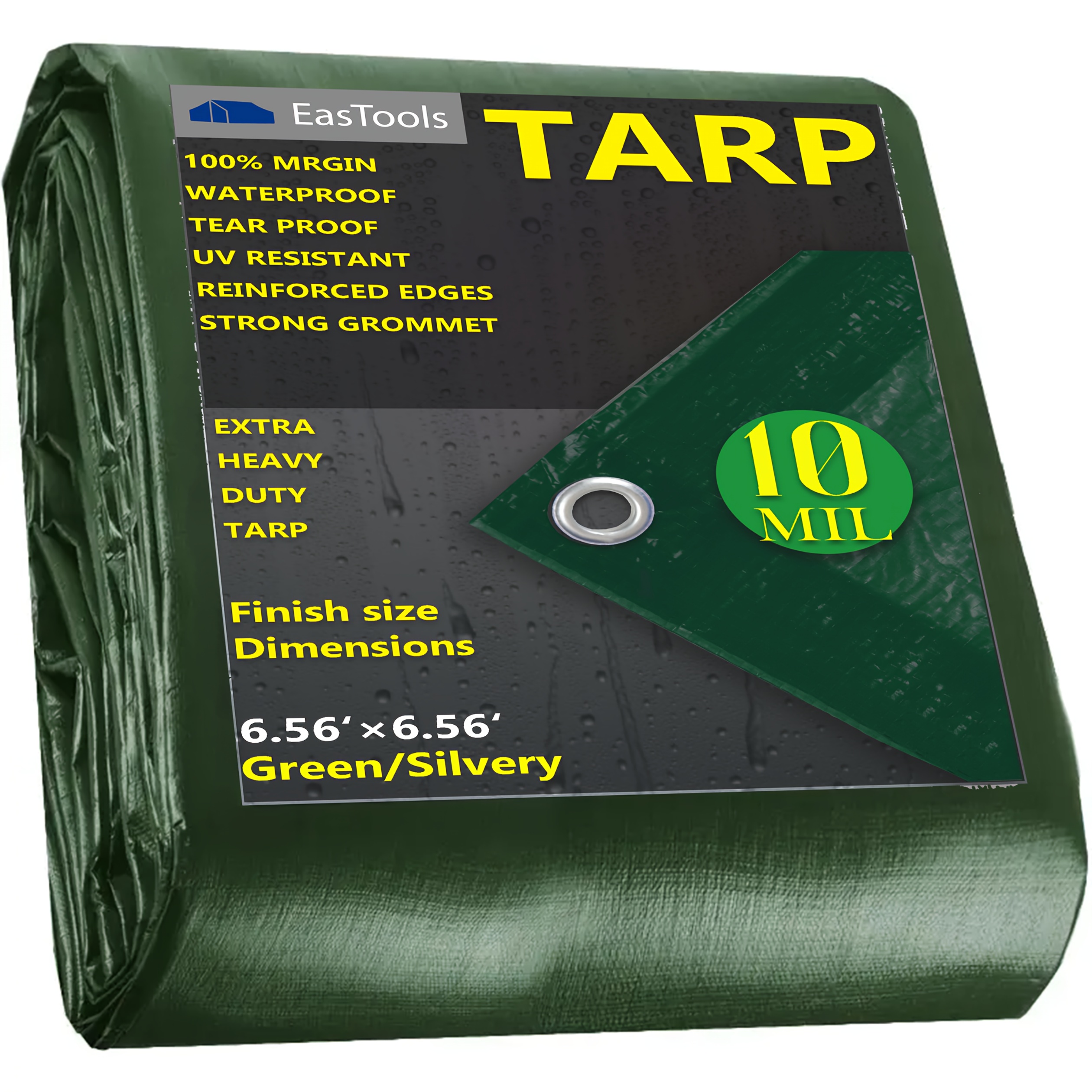 TEMU Eastools 10mils Heavy-duty High Quality Tarpaulin, Protection, High Quality Plastic Polyethylene Tarpaulin, Reinforced Metal Buttonholes,