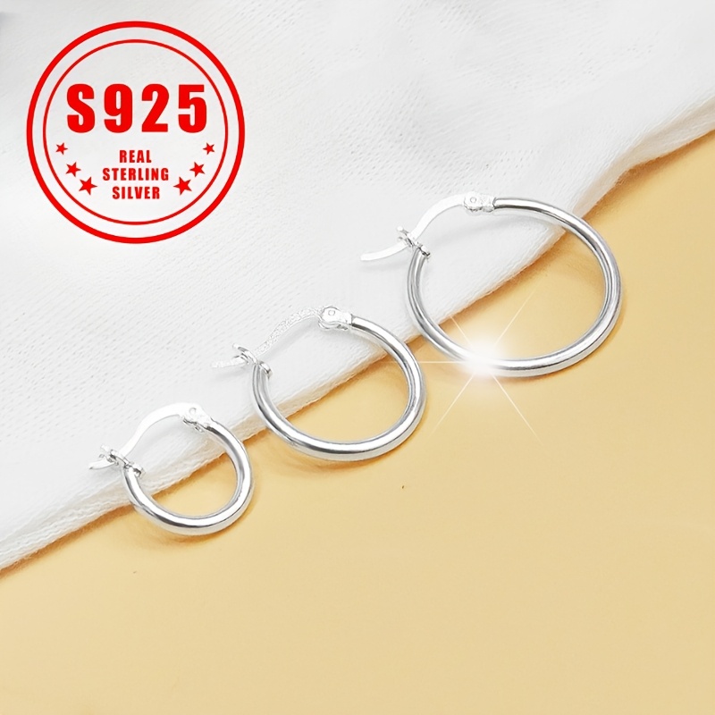 

S925 Circle Earrings Fashion Simple Earrings Ring Earrings Accessories Large, Medium And Small Size.2.1g/ 0.07oz