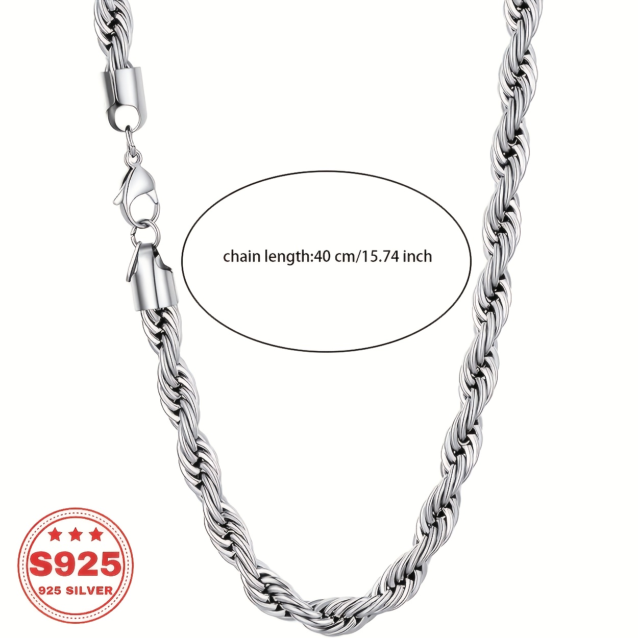 925 Silver Twisted Necklace, Light Luxury Fashion