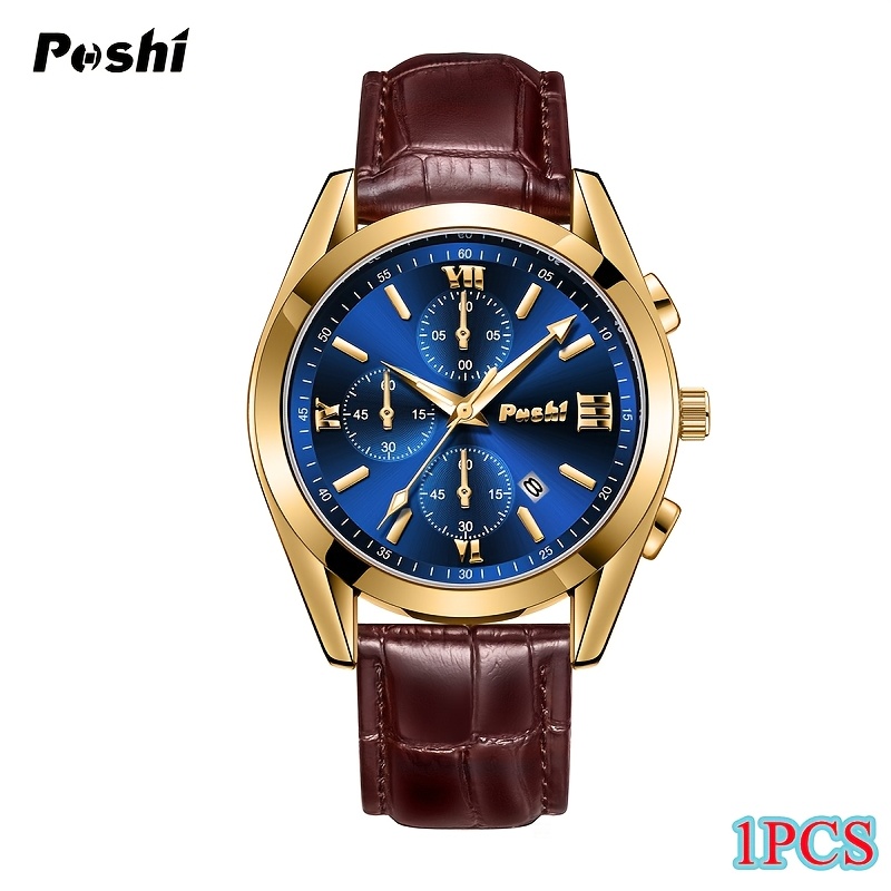 Unisex Quartz Watch with PU Strap, Multifunctional Design